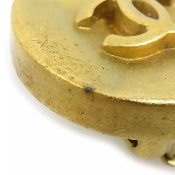 Auth CHANEL Vintage CC Logo Clip on Earrings Gold Metal - Picture 8 of 16